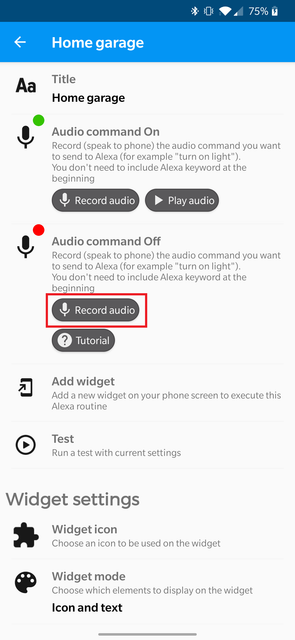 Buttons for Alexa second on/off audio command setup