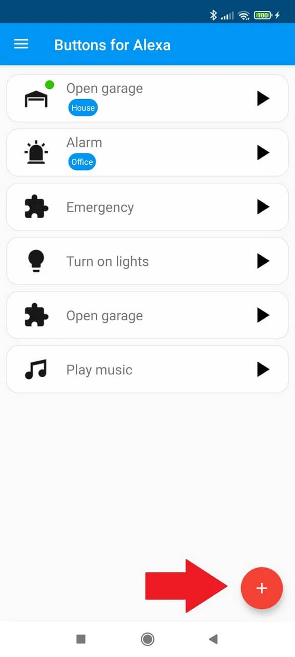 Buttons for Alexa routine list with the add button