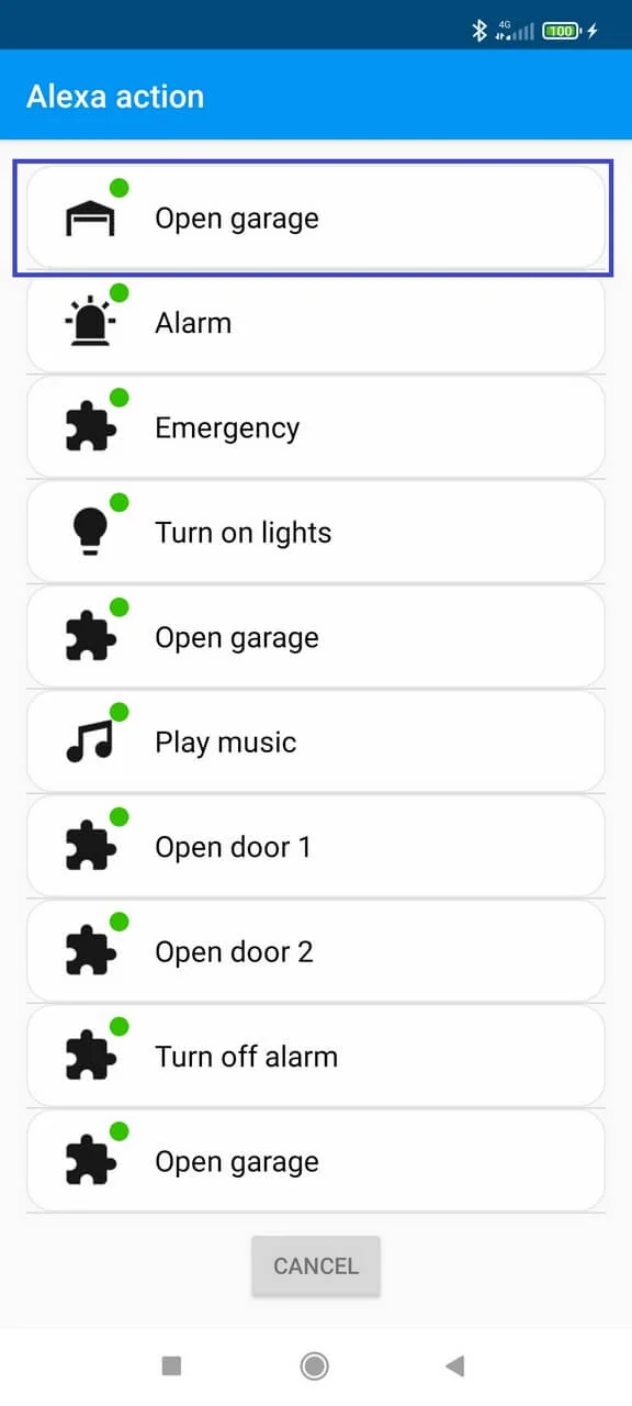 Buttons for Alexa Tasker configuration showing the routine selector