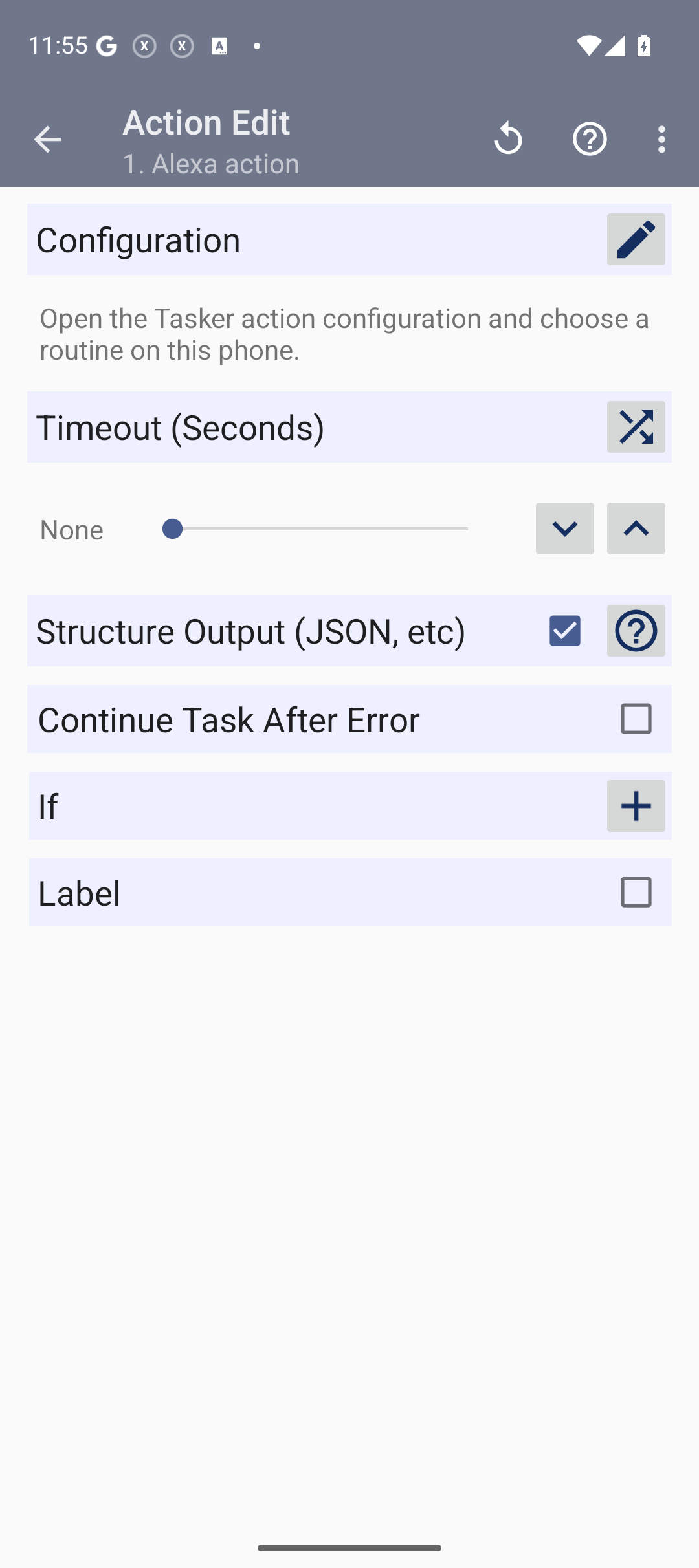 Imported Tasker action with instructions to choose a routine